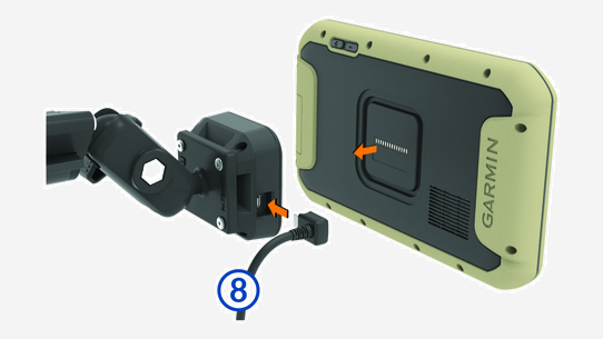 Device attaching to the windshield mount and power adapter with a callout
