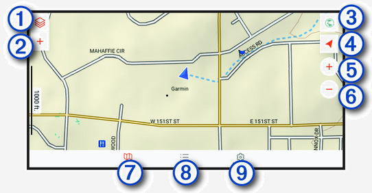 Garmin Explore map with callouts
