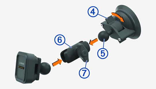Exploded view of the suction cup assembly with callouts