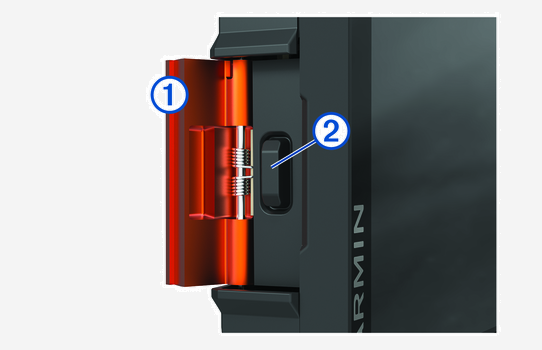 View of the SOS button with the door open with callouts
