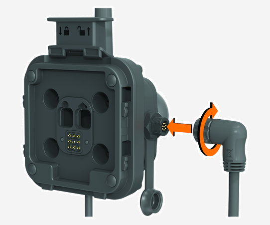 Group ride radio with fist microphone cable being installed