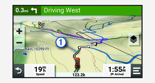 Active adventure trail route with a callout
